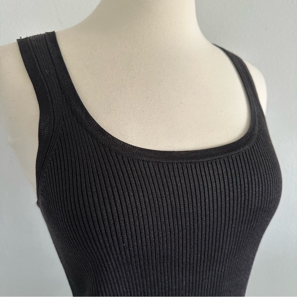 Vintage DKNY 100% Silk Ribbed Tank Top Black M - Picture 3 of 7
